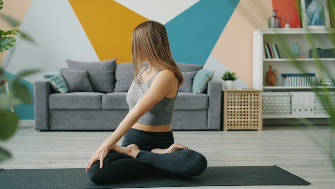 person meditating at home