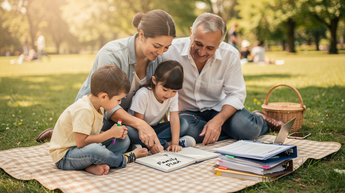 family enjoying picnic