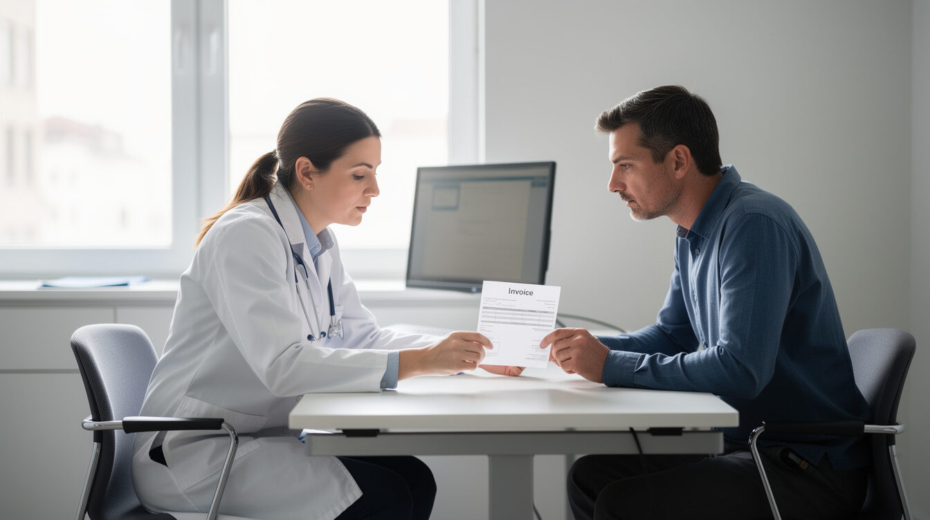 doctor discussing medical bill with patient