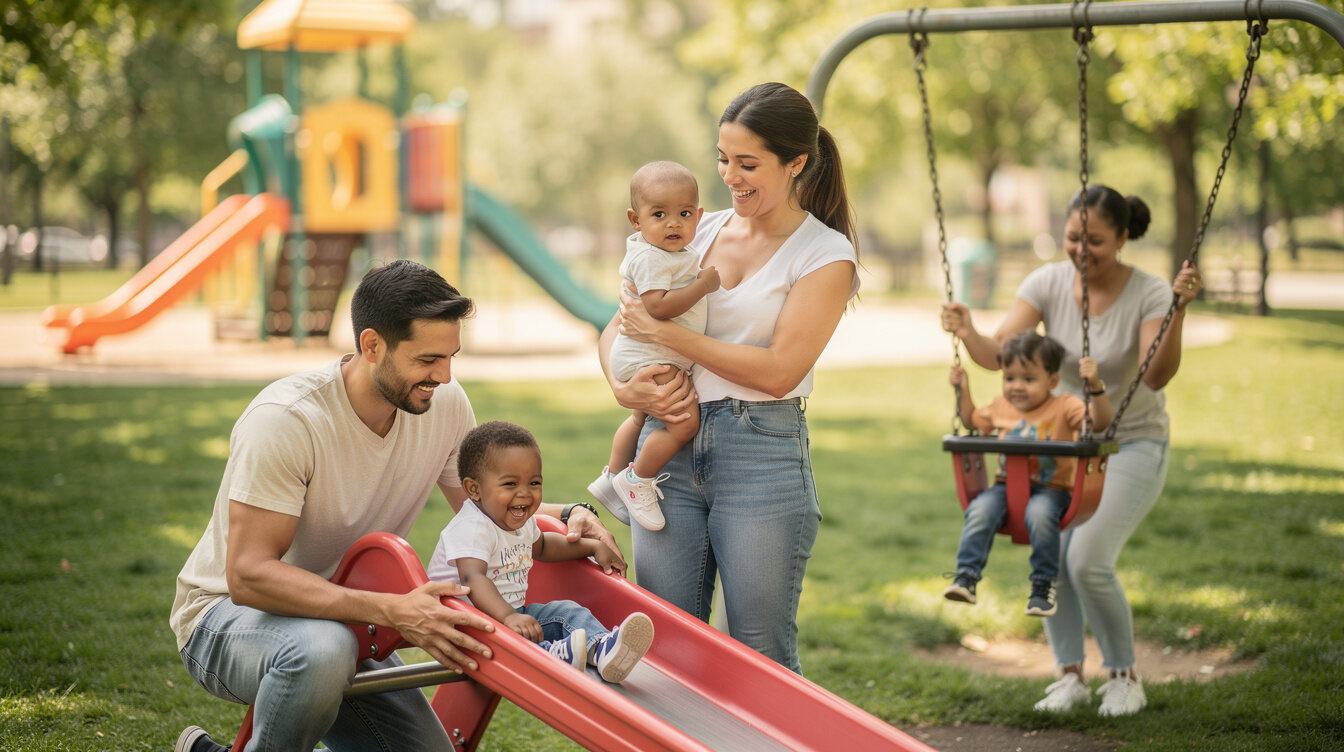 parents with children at park